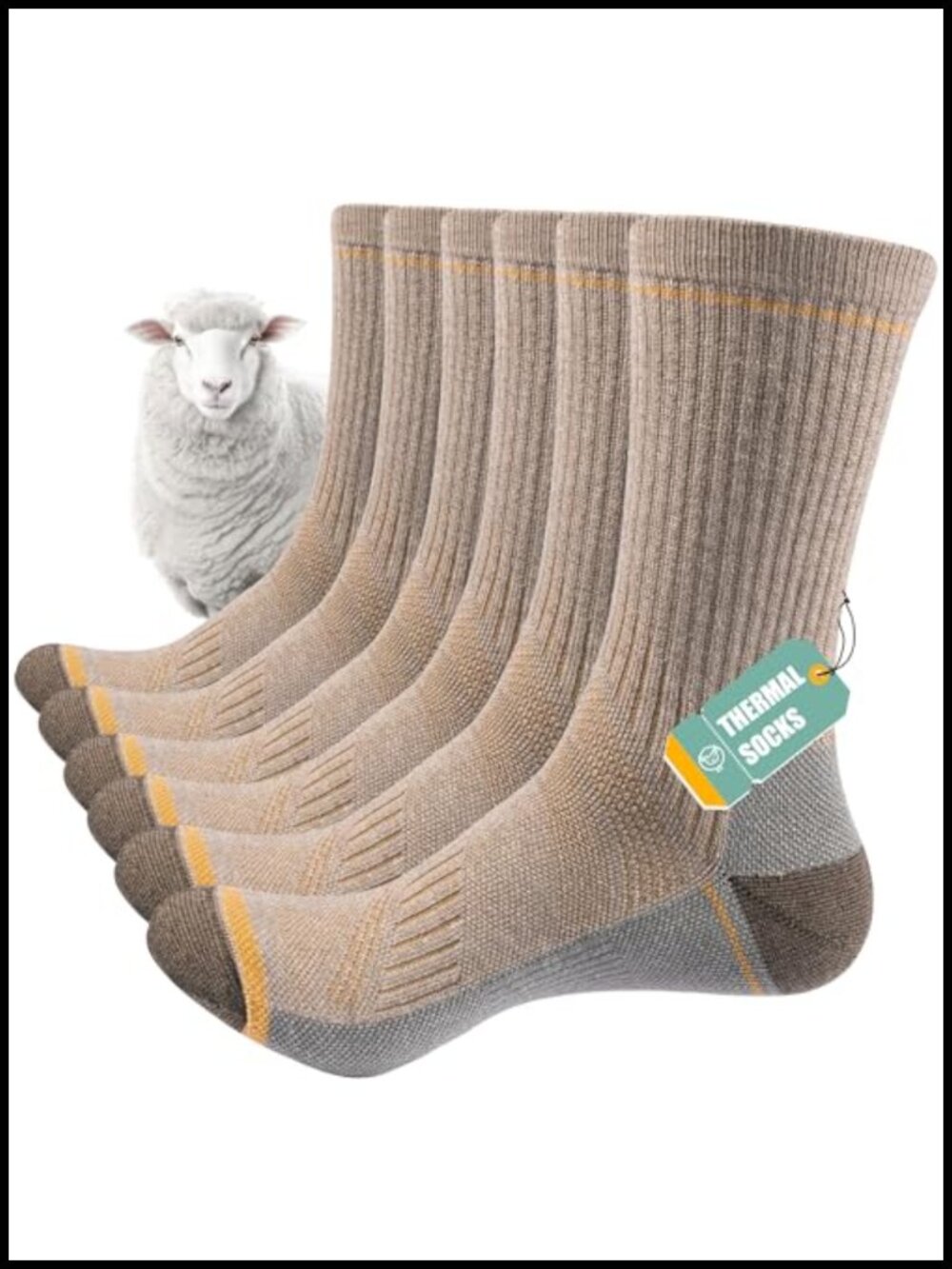 Merino Wool Hiking Socks Thermal Crew Full Cushion 3 Pairs